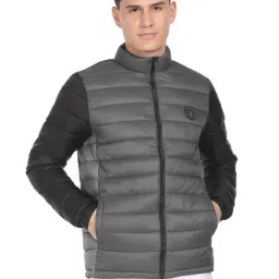 U.S. Polo Assn. Dark Grey Regular Fit Colour Block Quilted Jackets-picture-27
