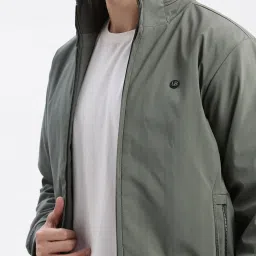 showoffff SHOWOFF Olive Nylon Slim Fit Stripes Jacket image 5