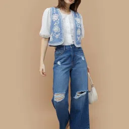 Colour Me by Melange Blue Solid Jacket image 5