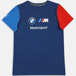 Puma Kids BMW M Motorsport Essential Blue & Red Cotton Printed T-Shirt-image-16