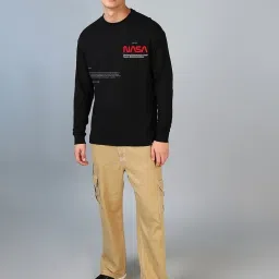 Bewakoof Jet Black Cotton Relaxed Fit Printed T-Shirt image 5