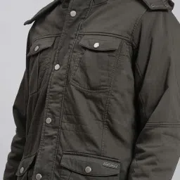 Monte Carlo Dark Olive Cotton Regular Fit Hooded Jacket image 5