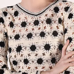 showoffff SHOWOFF Cream Self Design Full Sleeves Top image 5