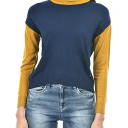 NUMERO UNO Navy & Mustard Color-Block Sweater image 5