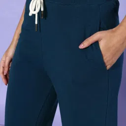 Dillinger Teal Fleece Regular Fit High Rise Trackpants image 5