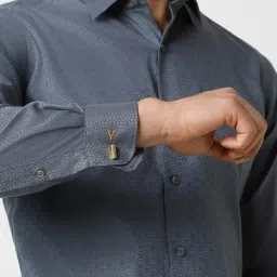 Van Heusen Grey Cotton Regular Fit Printed Shirt image 5