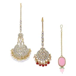 Zaveri Pearls Combo Of 3 Gold Tone Kundan Maangtikka-ZPFK13072 image 5