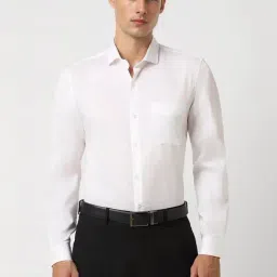 Peter England White Cotton Slim Fit Printed Shirt-picture-16