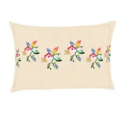 Spaces Boho Floral Beige 132 TC Cotton Double Flat Bedsheet with 2 Pillow Covers image 5