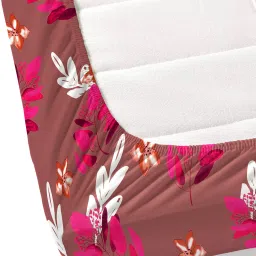 Dreamscape Brown Cotton Floral Bed Sheets Sets image 5