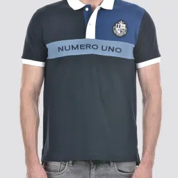 Numero Uno Navy Regular Fit Color Block Polo T-Shirt image 5