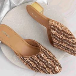 Mochi Women's Antique Gold Mule Shoes-picture-17