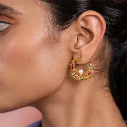 Shaya 92.5 Sterling Silver Yellow Gold Shaadi Squad Dancing Dulhan Hoops for Women-image-30