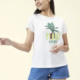 People by Pantaloons White Cotton Printed T-Shirt-image-27