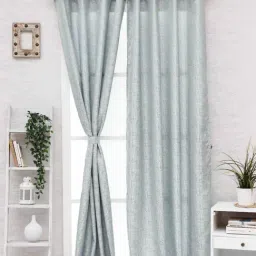 Ariana Textured Grey Polyester 7 ft Door Curtain-image-9