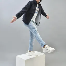 Crimsoune Club Kids Navy & White Solid Full Sleeves Reversible Jacket image 5