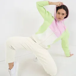 Sweet Dreams White Fleece Color-Block Full Sleeves Jacket and Pyjama image 5