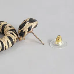 RICHEERA Black & Beige Circular Drop Earrings image 4