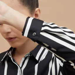 Code by Lifestyle Black Polyester Regular Fit Stripes Top image 5