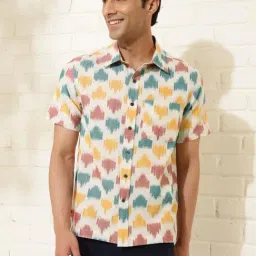 Fabindia Multicolored Cotton Straight Fit Printed Shirt-image-21