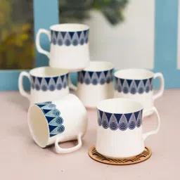 JCPL Printed Blue Ceramic Tea Cups- Set of 6 (180 ml each)-picture-11