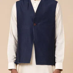 Tasva V-Neck Sleeveless Nehru Jacket With Stitch Detailing image 5