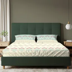 URBAN SPACE Serene White Floral Pure Cotton 200 TC King Bedsheet Set- 2.74 m x 2.74 m image 2