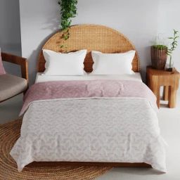 Bianca Mezzo Pink & White Cotton Floral Double Dohar-picture-8