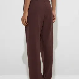 LOV by Westside Brown Self-Textured High-Rise Pants image 2