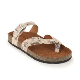 Mozafia Women's Cream Toe Ring Sandals image 3