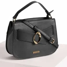 Forever Glam by Pantaloons Black Medium Satchel Handbag-picture-11