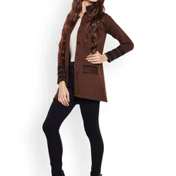 Belle Fille Women Brown Fleece Pea Coat image 2