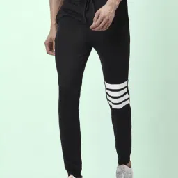 Ajile by Pantaloons Black Cotton Slim Fit Striped Joggers-picture-10