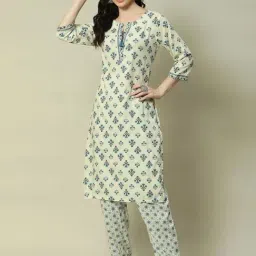 Rangriti Off-White Printed Kurta Pant Set-image-63