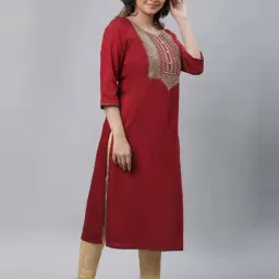 Aurelia Red Embroidered Straight Kurta image 4