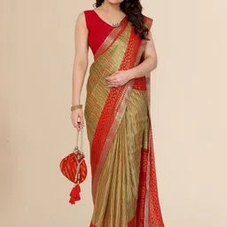 DIVASTRI Ethnic Motifs Pure Chiffon Fusion Saree image 5