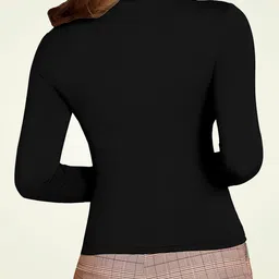 PUERY Basic Sexy Casual Stylish Comfy Ribbed Lycra Knitted High Neck High Full Sleeves Top for Women Girls image 2