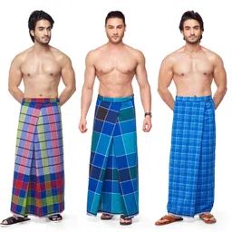 nandu Men's Stitched Lungi (Multicolour, Free Size) - Pack of 3 image 1