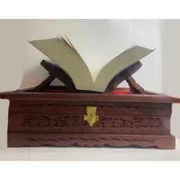 the rapid maturation Handmade Wooden Rehal Full Carving Design Rosewood Rectangular Holy Book Stand Box for Quran Ramayan Bible Gita Ved Guru Granth Sahib (Brown, Standard) image 4