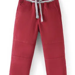 Babyhug Cotton Lycra Woven Full Length Trousers Solid Colour -  Maroon-picture-27