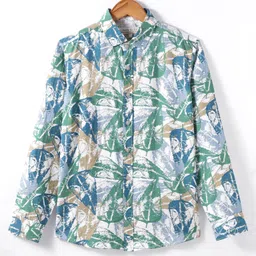 jash kids JASH KIDSWoven Full Sleeves PrintedShirt - Blue & White-picture-12
