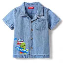 Babyhug Cotton Woven Half Sleeves Washed Shirt with Animal Print - Blue-image-31