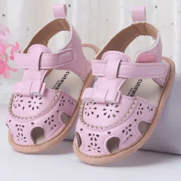 Cute Walk by Babyhug Velcro Closure Solid Booties - Pink-picture-22