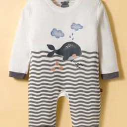 Mini Taurus Interlock Knit Full Sleeves Romper With Whale Print - Grey-image-41
