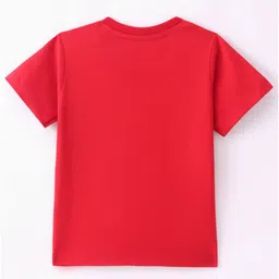 BLUSHES 100% Cotton Fathers Day Theme Half Sleeves Love You Dad Text Printed Tee - Red image 3