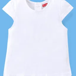 Babyhug 100% Cotton Knit Floral Print Dungaree with Half Sleeves Inner Tee - White & Lilac image 3