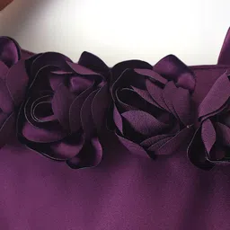 Babyhug Sleeveless Party Wear One Shoulder Dress with Floral Applique - Purple image 3