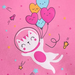 Tango Looper Knit Full Sleeves T-Shirt With Kitty Print - Pink image 3