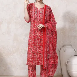 Moara Floral Embroidered Cotton Kurta & Trouser With Dupatta-picture-43