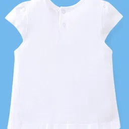 Babyhug 100% Cotton Knit Floral Print Dungaree with Half Sleeves Inner Tee - White & Lilac image 4